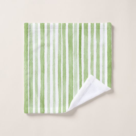 Rayures Vertes Blanches (Gant de toilette)