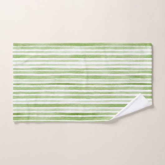 Rayures Vertes Blanches (Serviette à main)