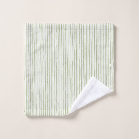 Rayures Vertes Blanches (Gant de toilette)