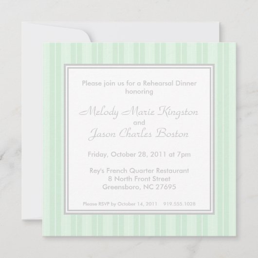 Rayures vertes et invitations carrées de (Devant)