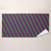 Rayures Vertes et Violettes Pailletées (Serviette de bain)