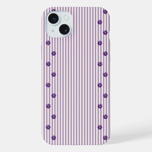 Rayures Violettes Chic et Rangées de Fleurs Violet (Verso)