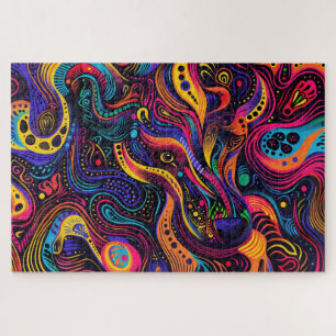 Razende kleuren en abstract portret van een hond legpuzzel
