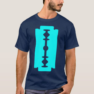 Razor Blade - Cyaan op donker T-shirt