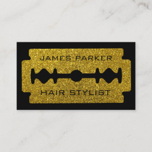 Razor Blade Gold Faux Barber Hair Stylist Visitekaartje
