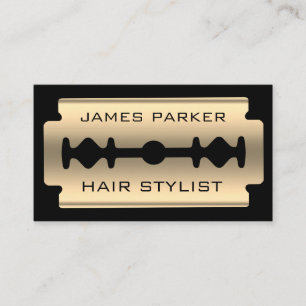 Razor Blade Gold Faux Barber Hair Stylist Visitekaartje