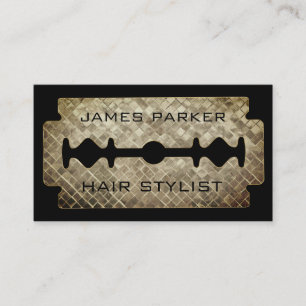 Razor Blade Gold Faux Barber Hair Stylist  Visitekaartje