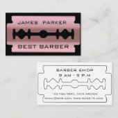Razor Blade Roos Gold Barber Modern Hair Stylist Visitekaartje (Voorkant / Achterkant)