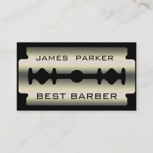 Razor Blade Silver Bold Barber Modern Hair Stylist Visitekaartje