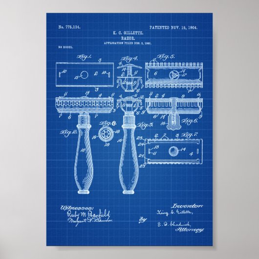 Razor Patent - Patent Print, Bathroom Decor, Poster (Voorkant)