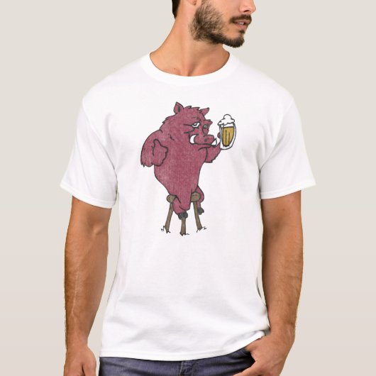 Razorback Hog Drink Beer  T-Shirt (Voorkant)
