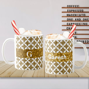 Razzle Dazzle Kerstmis Glittery Gouden Sterren Cus Koffiemok