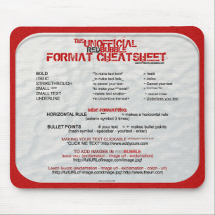 RB CheatSheet Mousepad Muismat