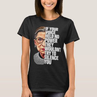 RBG Als je stem geen kracht had Quote witte letter T-shirt