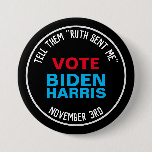 RBG Ruth ZENDT me BIDEN HARRIS 2020 Ronde Button 7,6 Cm