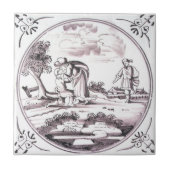 RBT07 Delft Biblical Manganese Red Ceramic Tile Tegeltje (Voorkant)