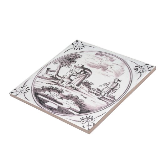 RBT07 Delft Biblical Manganese Red Ceramic Tile Tegeltje (Zijkant)