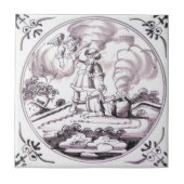 RBT12 Delft Biblical Manganese Red Ceramic Tile Tegeltje (Voorkant)