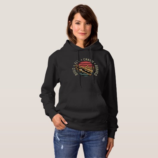 RC Plane Build Fly Crash Rebuild Pilot RC Planes Hoodie (Voorkant volledig)