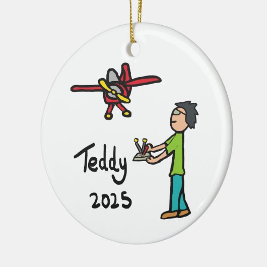 RC Vliegtuig - Teddy Keramisch Ornament (Links)