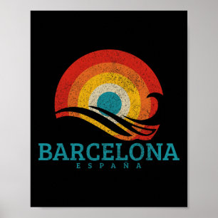 Rcelona Espana Spanje Vintage Golf Surfer Surfen S Poster