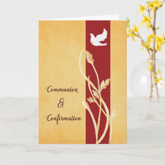 RCIA Commune and Confirmation Dove and Wheat Kaart (Gele Bloem)