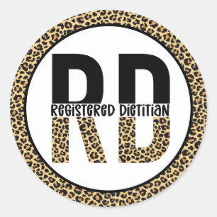 RD Registered Dietitian Cheetah Print RD Gifts Ronde Sticker