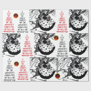 RDS TREE EN CHRISTMAS LADY Black White Red Pareltj Cadeaupapier