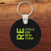 Re Cycle Use New Think Earthday Save The Enviormen Sleutelhanger (Voorkant)