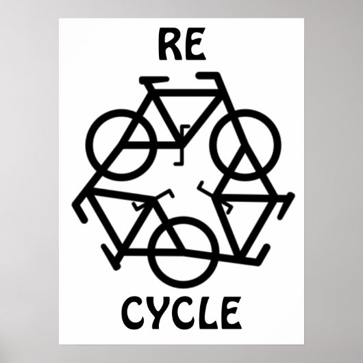 RE CYCLUS Recyclen fietsymbool Poster (Voorkant)