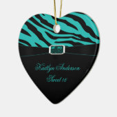 RE-DO Zebra Print en Blauwgroen juweel 16 Keepomwi Keramisch Ornament (Links)