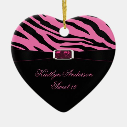 RE-DO Zebra Print en Roze juwelen 16 Keepomwille Keramisch Ornament (Voorkant)