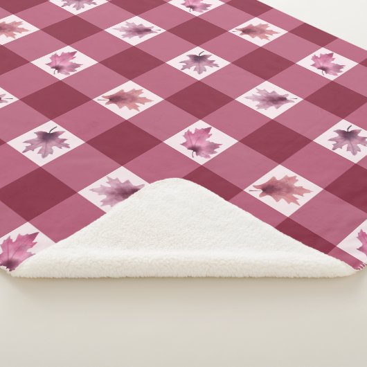 Re Maple Leaf Buffalo Plaid Sherpa Blanket (3/4)