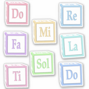 re Mi Fa Sol La Ti Solfege Musical.Baby Blokken Sticker