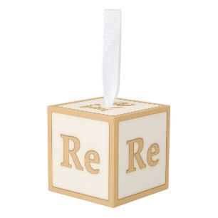 "Re" Solfeggio Musical Baby Blokken Oranje Kubus Ornament