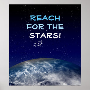 Reach for the Stars Planet Earth Flying Star Poster