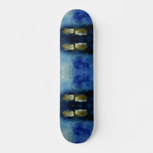 Reactie Blauw Bastract Schilderen op Skateboard