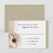 Reactie op Country Blush Daisy en Lace Burlap RSVP Kaartje (Voorkant / Achterkant)