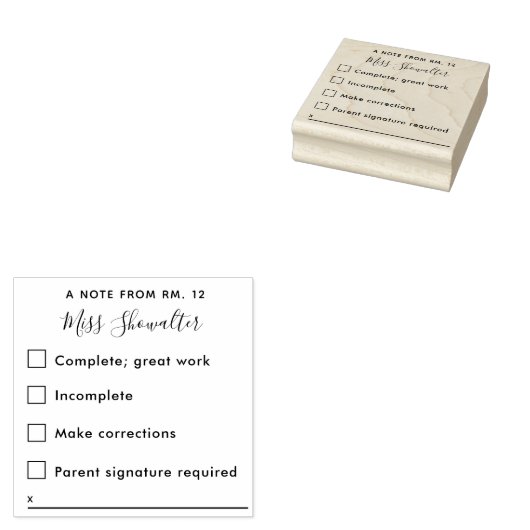 Reactie op huiswerk van leraar rubberstempel (Gestempeld)