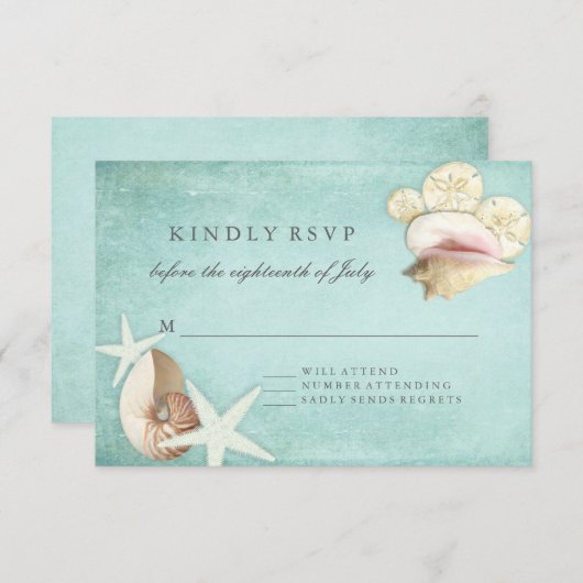 Reactie RSVP Zomerstrand Informele Schelpen Kunst (Voorkant / Achterkant)