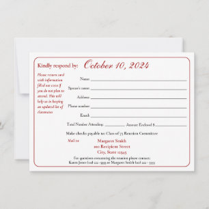 Reactieformulier reünie klasse Varsity Stripe Kaart