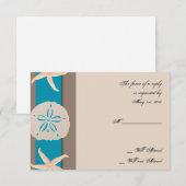 Reactiekaart voor bruine en turquoise-band RSVP kaartje (Voorkant / Achterkant)