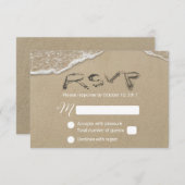 Réaction du texte de sable RSVP de mariage de plag (Devant / Derrière)