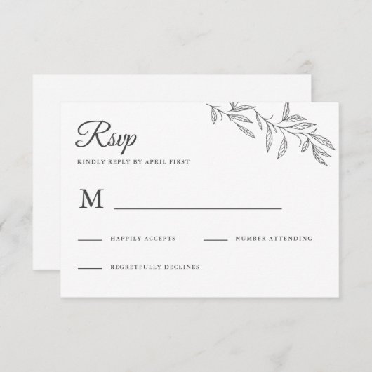 Réaction RSVP du mariage botanique (Devant / Derrière)