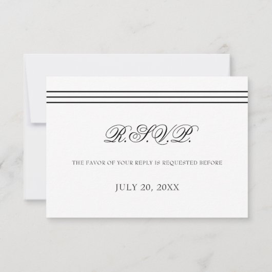 Réaction Rsvp minimale en noir et blanc Barre Mitz (Dos)