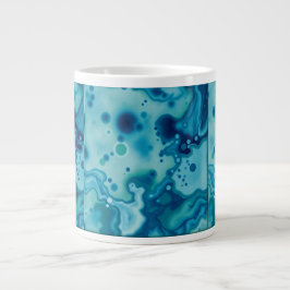 Reactive Glaze Deep Blue Green Fluid Texture Mug Extra Grote Beker