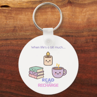 Read And Recharge Keyring Kawaii Book Lover Gift  Sleutelhanger