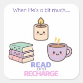 Read And Recharge Stickers Kawaii Book Lover Gift  (Devant)