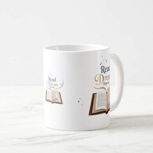 Read Dream Repeat Ceramic Mug - Flaming Book  (Devant droit)