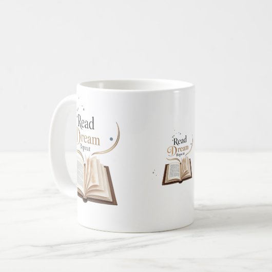 Read Dream Repeat Ceramic Mug - Flaming Book (Devant gauche)